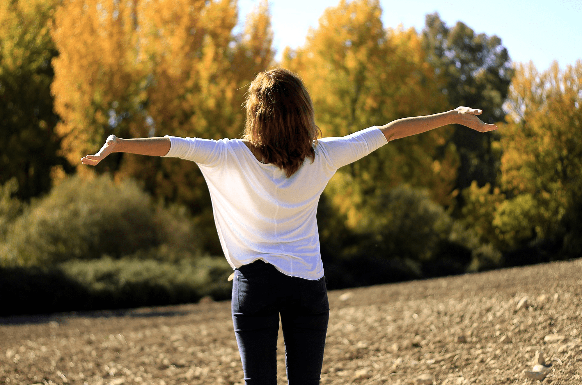 Woman in park enjoying fresh air