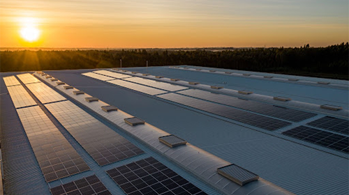 solar panels on roof