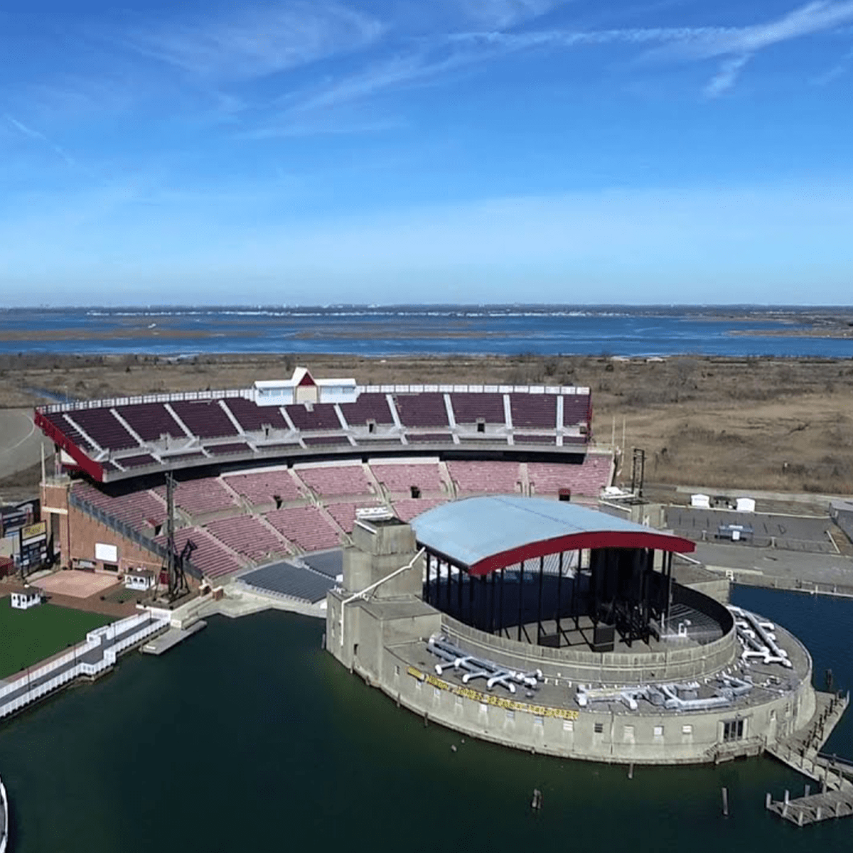 Birds eye view from side of stadium